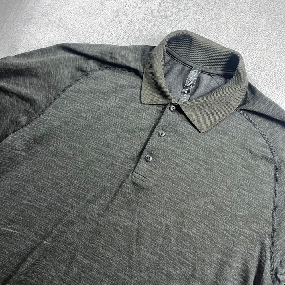 Lululemon Metal Vent Tech Polo Shirt Mens XL Dark Grey Space Dye Short Sleeve